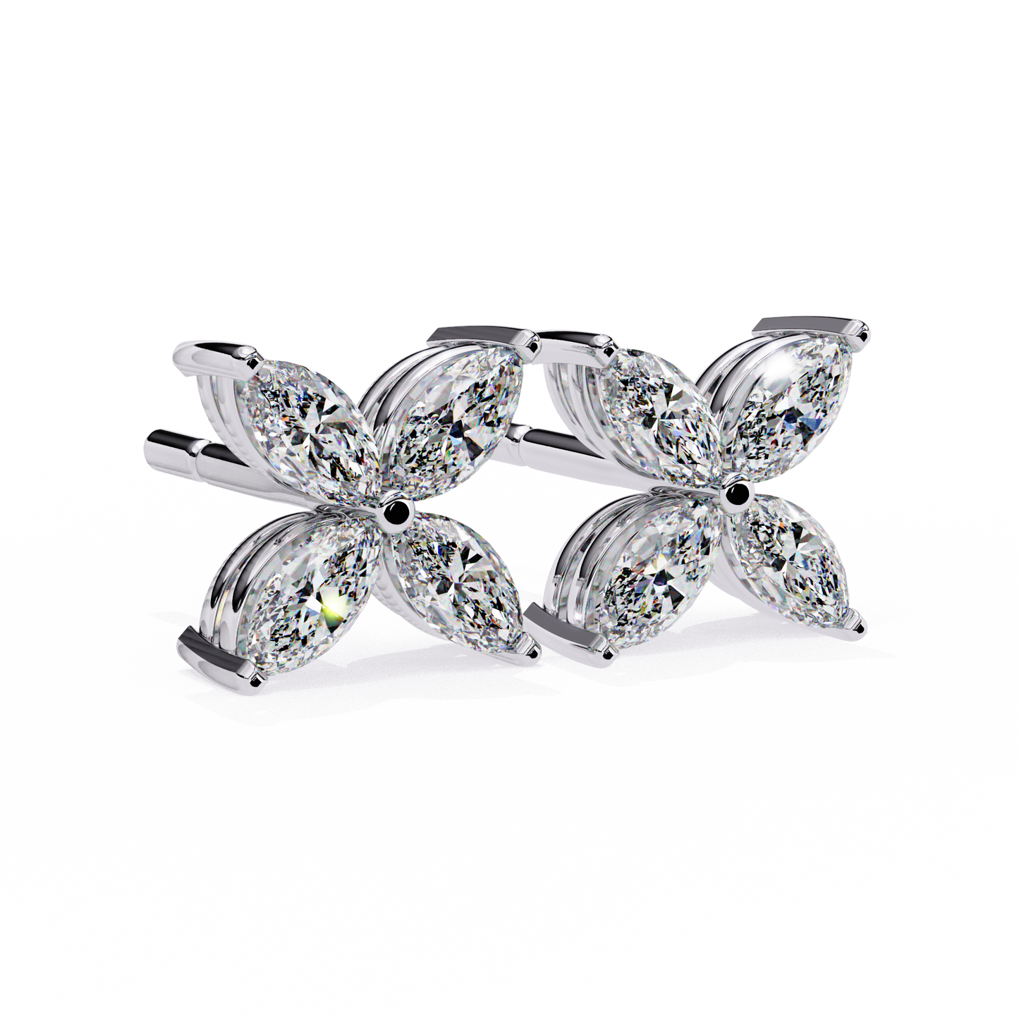 0.88 CTW Marquise Lab-Grown Diamond Four-Petal Floral Stud Earrings in 14K Gold