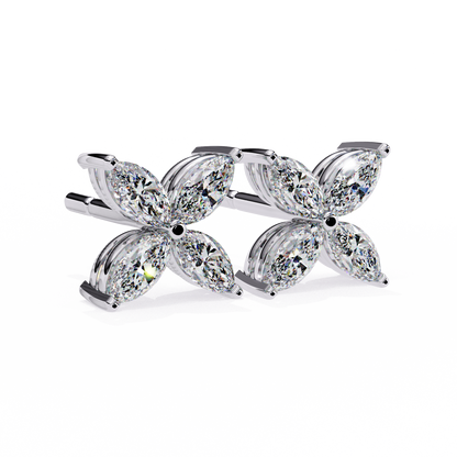 0.88 CTW Marquise Lab-Grown Diamond Four-Petal Floral Stud Earrings in 14K Gold