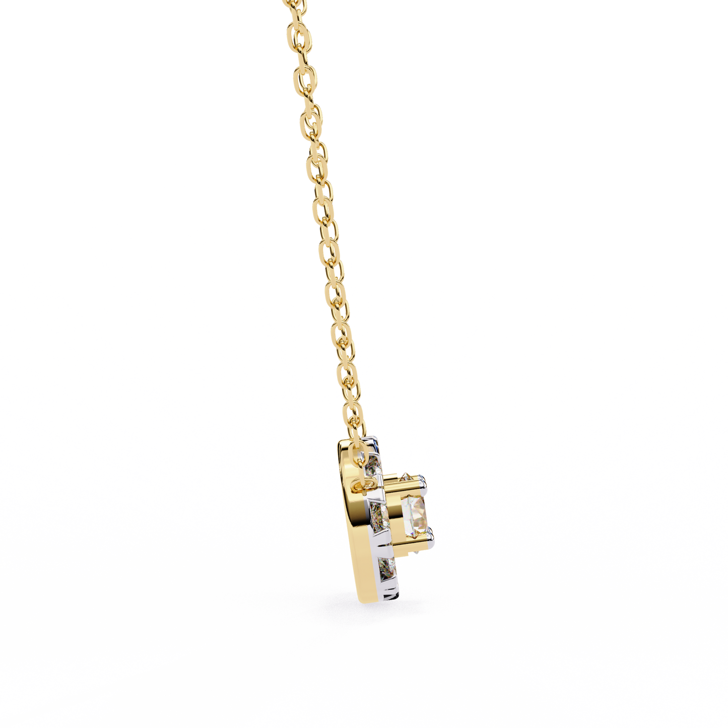0.20 CTW Round Floral Halo Lab-Grown Diamond Necklace in 14K Gold & Platinum