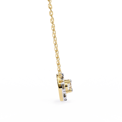 0.20 CTW Round Floral Halo Lab-Grown Diamond Necklace in 14K Gold & Platinum