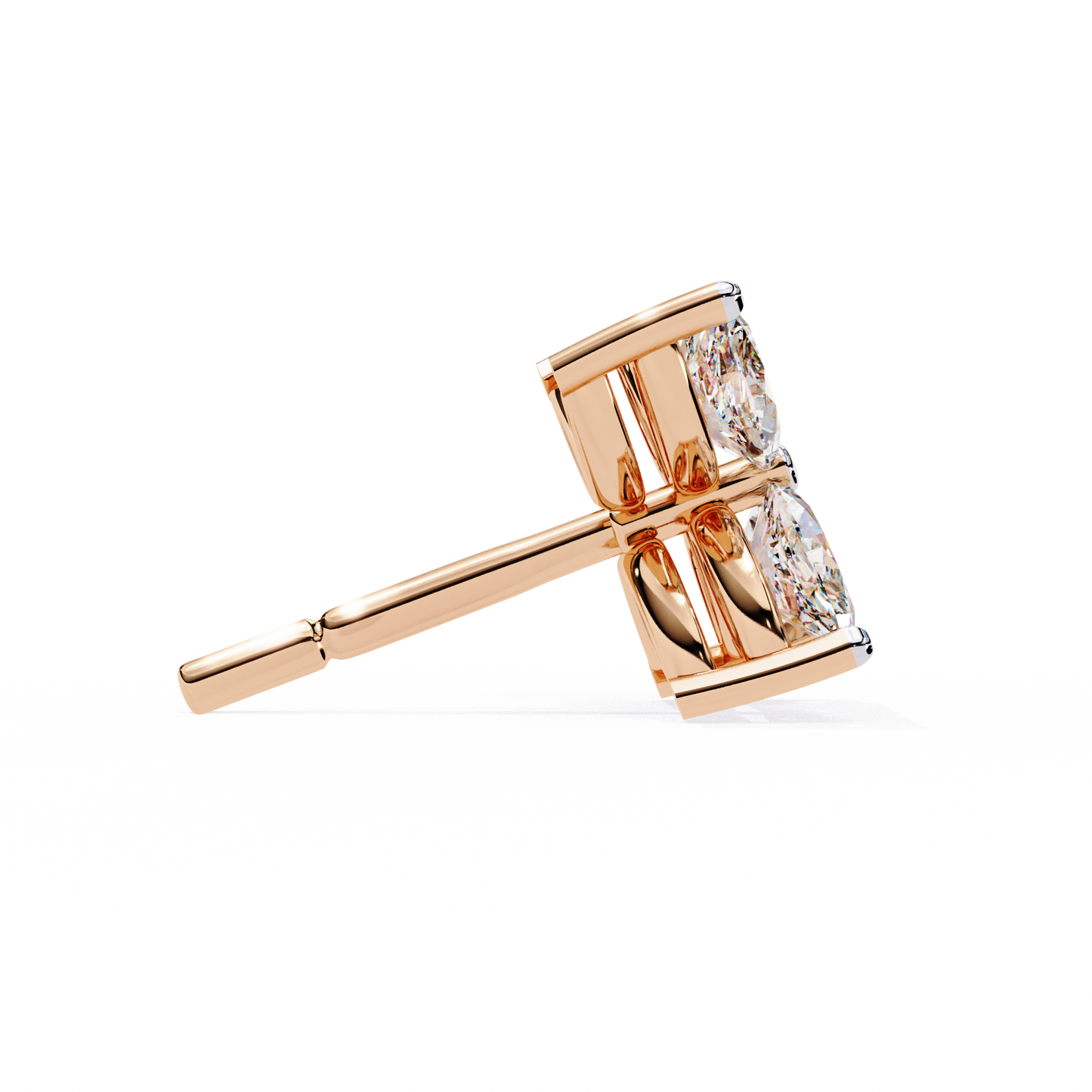 0.88 CTW Marquise Lab-Grown Diamond Four-Petal Floral Stud Earrings in 14K Gold