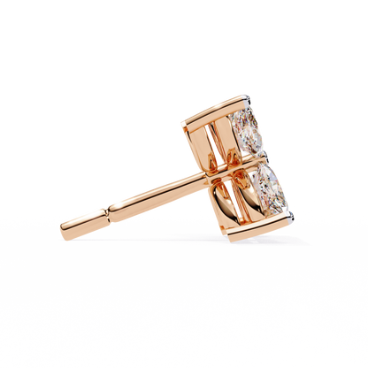 0.88 CTW Marquise Lab-Grown Diamond Four-Petal Floral Stud Earrings in 14K Gold