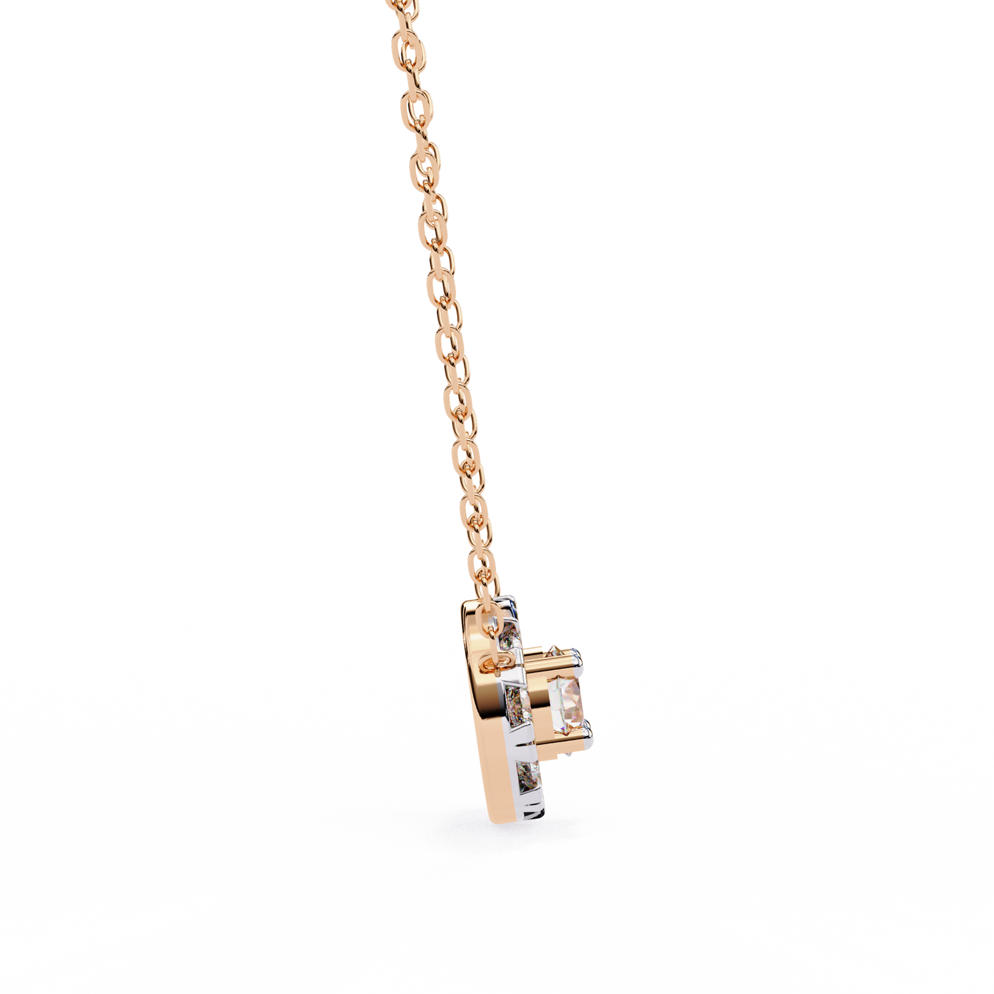 0.20 CTW Round Floral Halo Lab-Grown Diamond Necklace in 14K Gold & Platinum