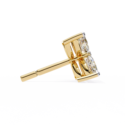 0.88 CTW Marquise Lab-Grown Diamond Four-Petal Floral Stud Earrings in 14K Gold