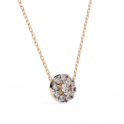 0.20 CTW Round Floral Halo Lab-Grown Diamond Necklace in 14K Gold & Platinum