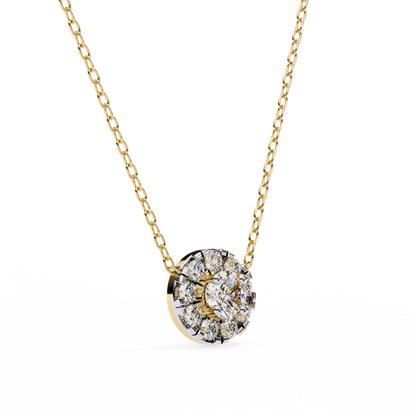 0.20 CTW Round Floral Halo Lab-Grown Diamond Necklace in 14K Gold & Platinum