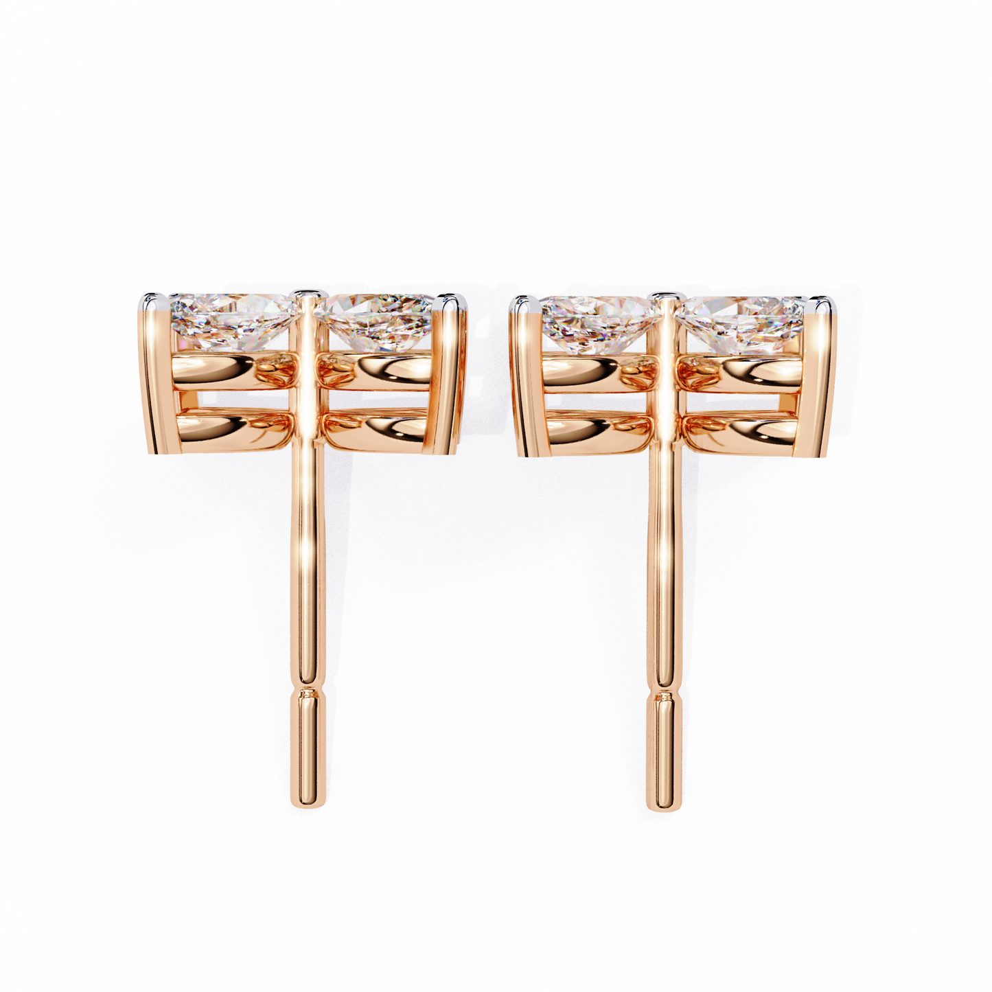 0.88 CTW Marquise Lab-Grown Diamond Four-Petal Floral Stud Earrings in 14K Gold