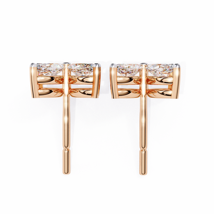 0.88 CTW Marquise Lab-Grown Diamond Four-Petal Floral Stud Earrings in 14K Gold