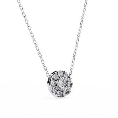 0.20 CTW Round Floral Halo Lab-Grown Diamond Necklace in 14K Gold & Platinum