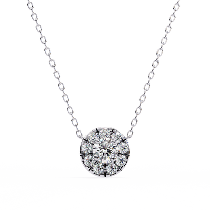 0.20 CTW Round Floral Halo Lab-Grown Diamond Necklace in 14K Gold & Platinum