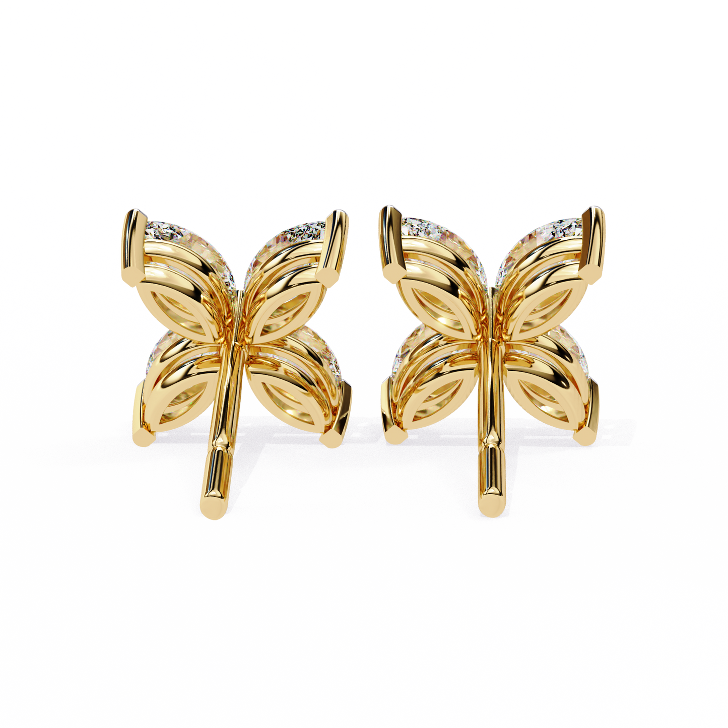 0.88 CTW Marquise Lab-Grown Diamond Four-Petal Floral Stud Earrings in 14K Gold
