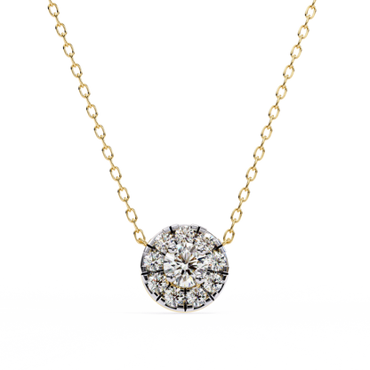 0.20 CTW Round Floral Halo Lab-Grown Diamond Necklace in 14K Gold & Platinum