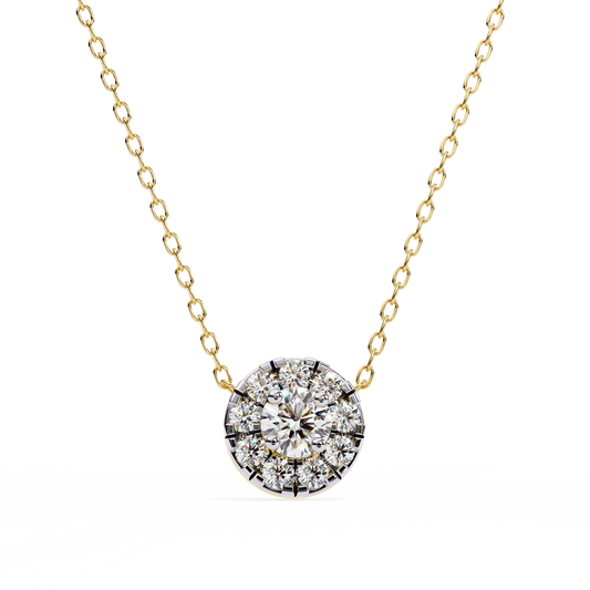 0.20 CTW Round Floral Halo Lab-Grown Diamond Necklace in 14K Gold & Platinum — product image 2