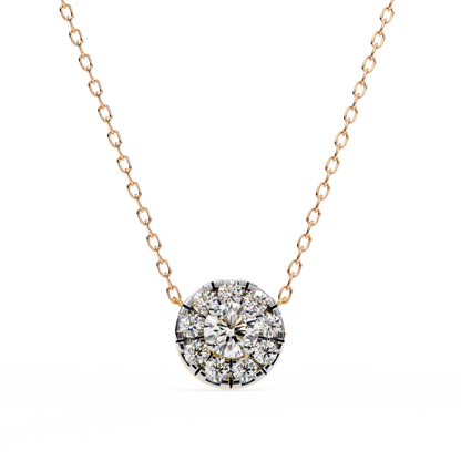 0.20 CTW Round Floral Halo Lab-Grown Diamond Necklace in 14K Gold & Platinum