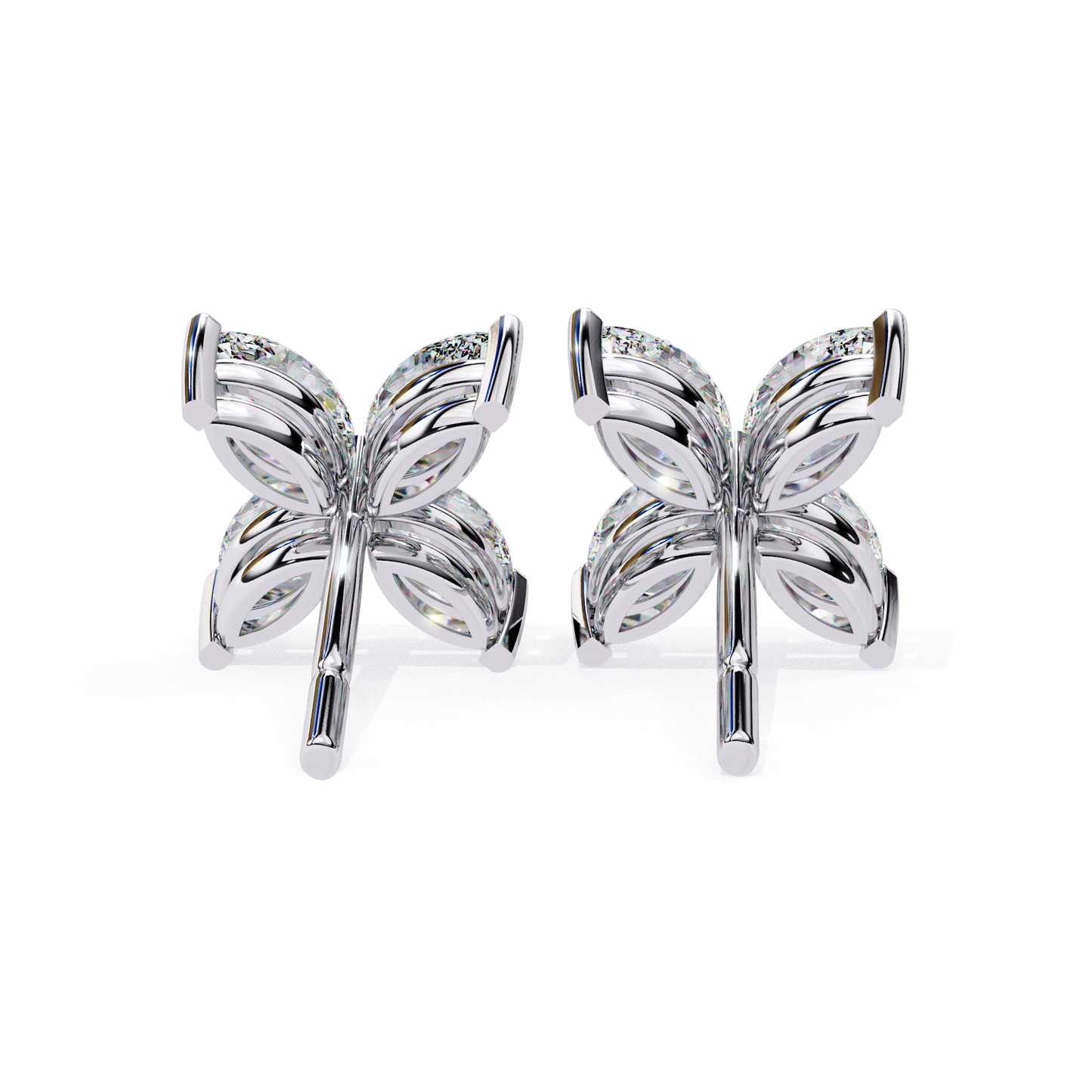 0.88 CTW Marquise Lab-Grown Diamond Four-Petal Floral Stud Earrings in 14K Gold