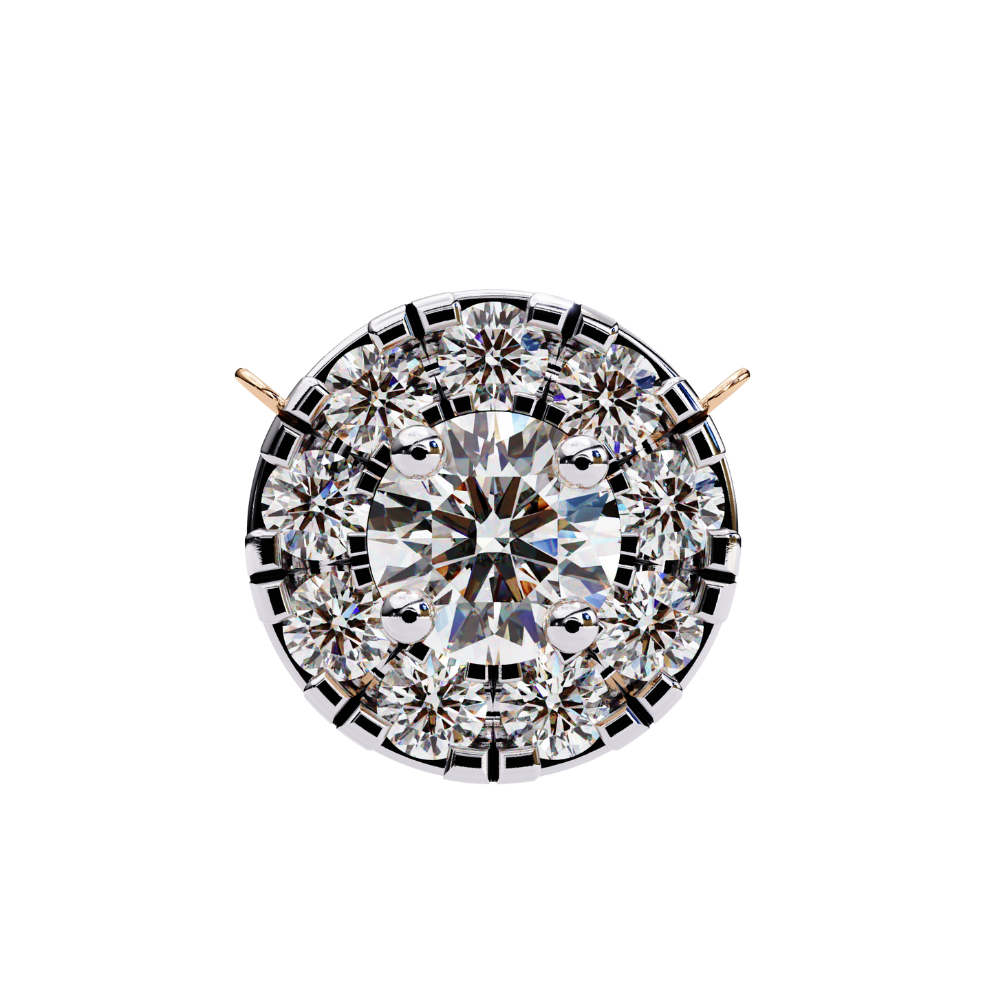 0.20 CTW Round Floral Halo Lab-Grown Diamond Necklace in 14K Gold & Platinum