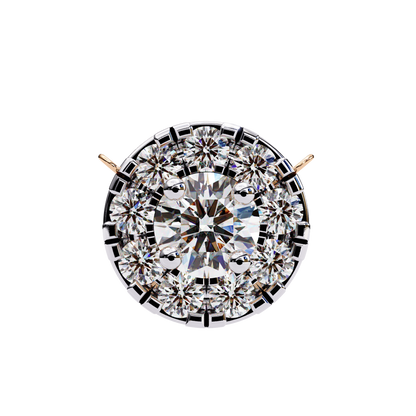 0.20 CTW Round Floral Halo Lab-Grown Diamond Necklace in 14K Gold & Platinum