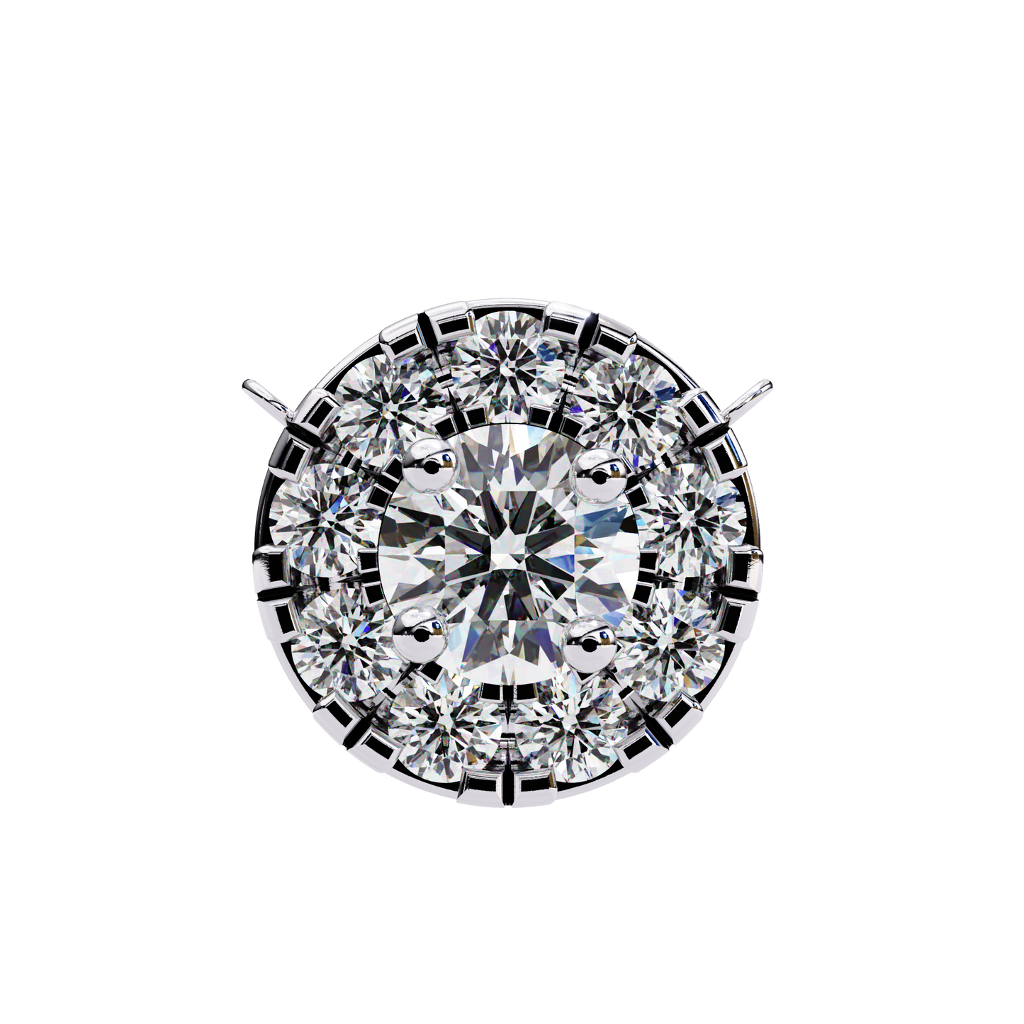 0.20 CTW Round Floral Halo Lab-Grown Diamond Necklace in 14K Gold & Platinum