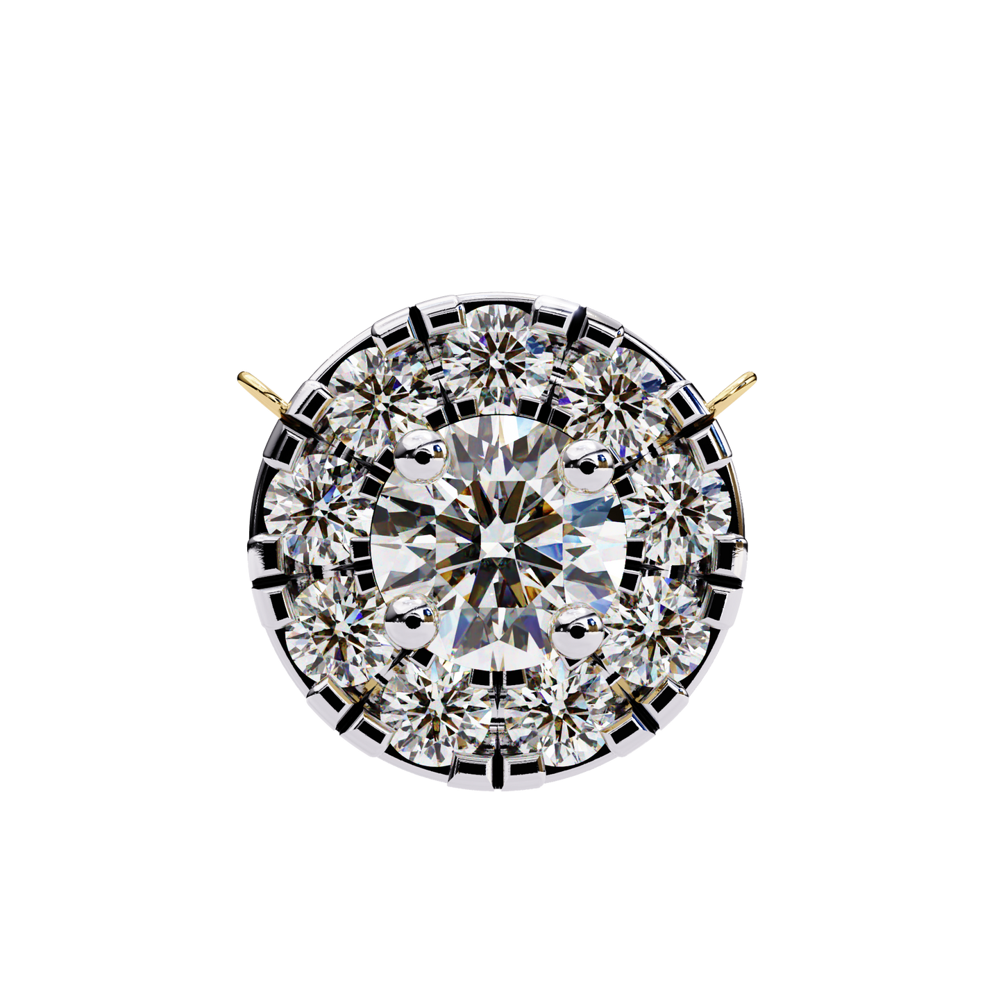0.20 CTW Round Floral Halo Lab-Grown Diamond Necklace in 14K Gold & Platinum