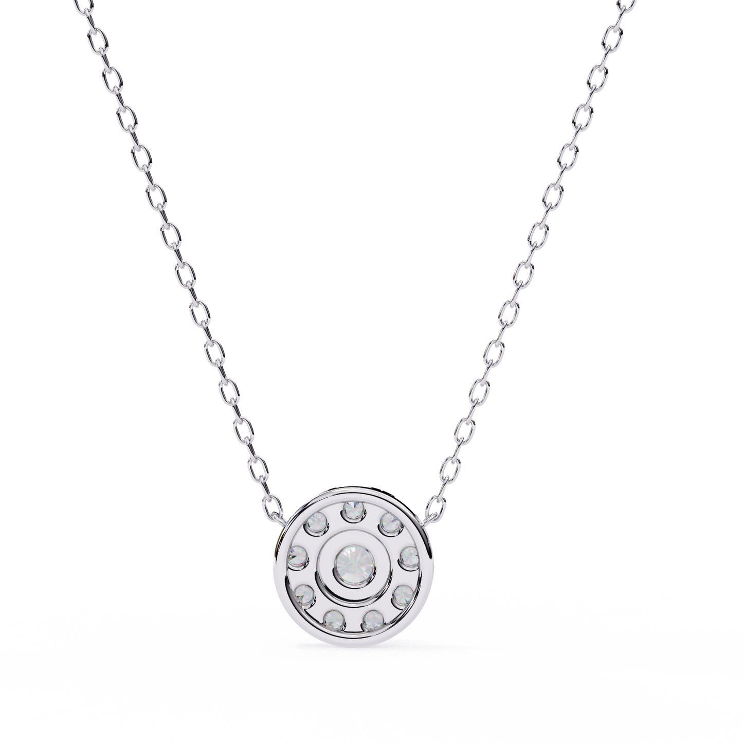 0.20 CTW Round Floral Halo Lab-Grown Diamond Necklace in 14K Gold & Platinum