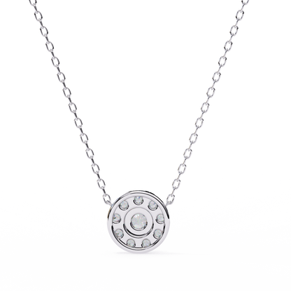 0.20 CTW Round Floral Halo Lab-Grown Diamond Necklace in 14K Gold & Platinum