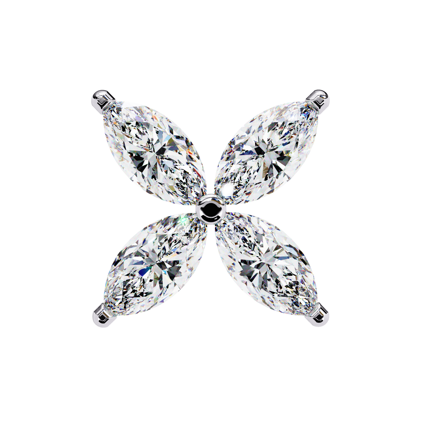 0.88 CTW Marquise Lab-Grown Diamond Four-Petal Floral Stud Earrings in 14K Gold