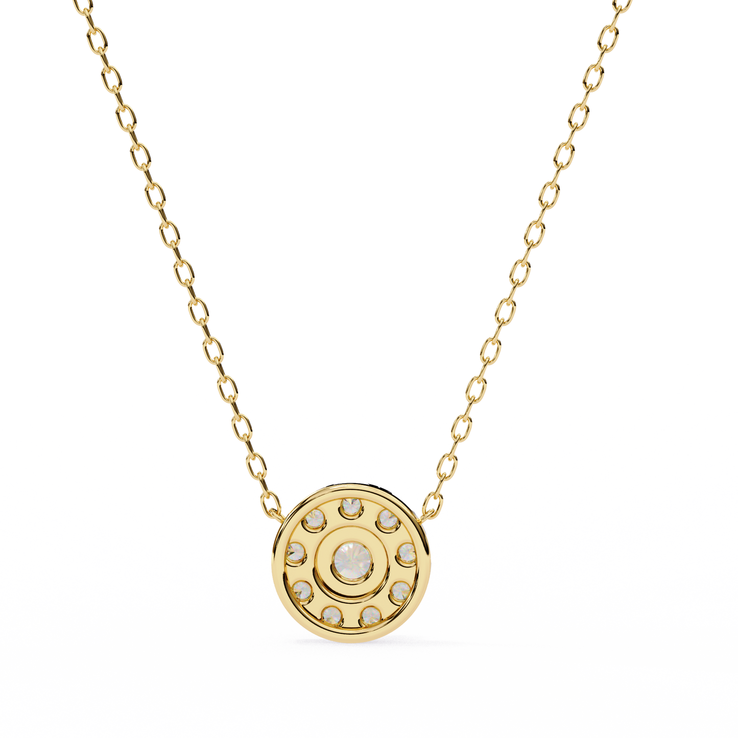 0.20 CTW Round Floral Halo Lab-Grown Diamond Necklace in 14K Gold & Platinum