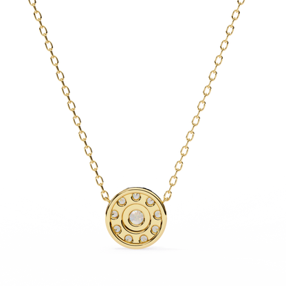 0.20 CTW Round Floral Halo Lab-Grown Diamond Necklace in 14K Gold & Platinum