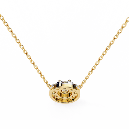 0.20 CTW Round Floral Halo Lab-Grown Diamond Necklace in 14K Gold & Platinum