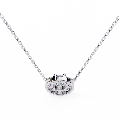 0.20 CTW Round Floral Halo Lab-Grown Diamond Necklace in 14K Gold & Platinum