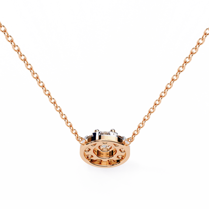 0.20 CTW Round Floral Halo Lab-Grown Diamond Necklace in 14K Gold & Platinum