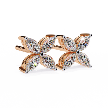 0.88 CTW Marquise Lab-Grown Diamond Four-Petal Floral Stud Earrings in 14K Gold
