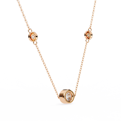 0.10 CTW Three-Station Round Lab-Grown Diamond Bezel Necklace in 14K Gold & Platinum