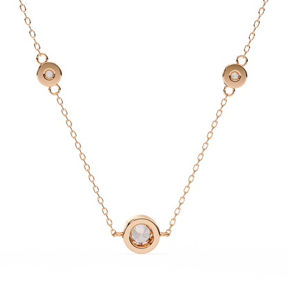 0.10 CTW Three-Station Round Lab-Grown Diamond Bezel Necklace in 14K Gold & Platinum