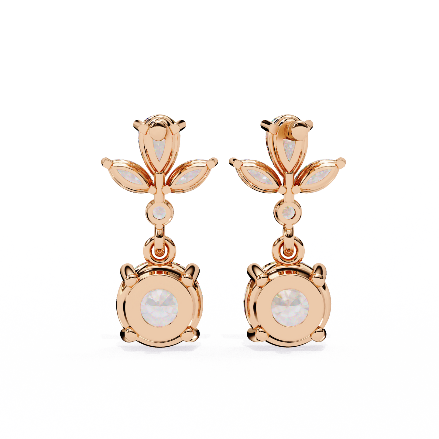 1.16 CTW Mixed-Cut Lab-Grown Diamond Floral Drop Earrings in 14K Gold