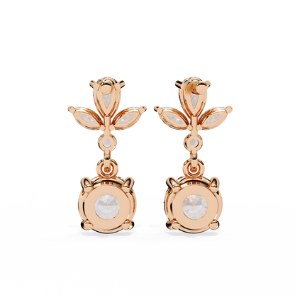 1.16 CTW Mixed-Cut Lab-Grown Diamond Floral Drop Earrings in 14K Gold