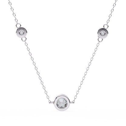 0.10 CTW Three-Station Round Lab-Grown Diamond Bezel Necklace in 14K Gold & Platinum