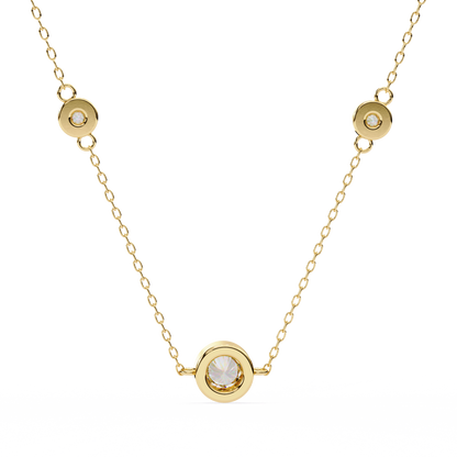 0.10 CTW Three-Station Round Lab-Grown Diamond Bezel Necklace in 14K Gold & Platinum
