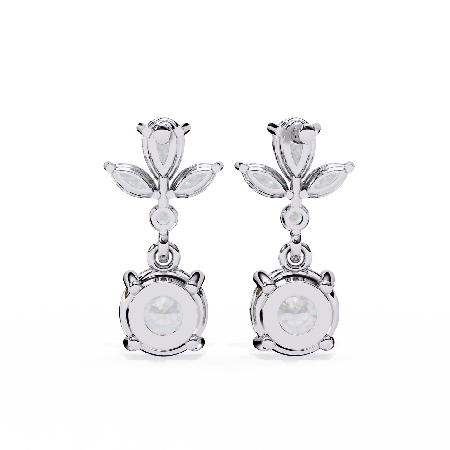 1.16 CTW Mixed-Cut Lab-Grown Diamond Floral Drop Earrings in 14K Gold