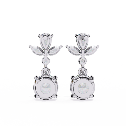 1.16 CTW Mixed-Cut Lab-Grown Diamond Floral Drop Earrings in 14K Gold