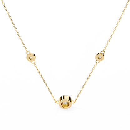 0.10 CTW Three-Station Round Lab-Grown Diamond Bezel Necklace in 14K Gold & Platinum