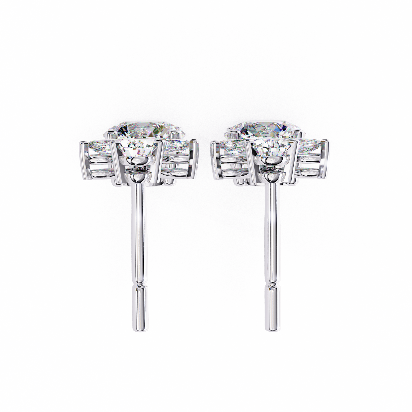 1.16 CTW Mixed-Cut Lab-Grown Diamond Floral Drop Earrings in 14K Gold