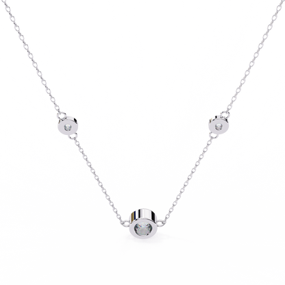 0.10 CTW Three-Station Round Lab-Grown Diamond Bezel Necklace in 14K Gold & Platinum