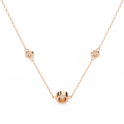 0.10 CTW Three-Station Round Lab-Grown Diamond Bezel Necklace in 14K Gold & Platinum