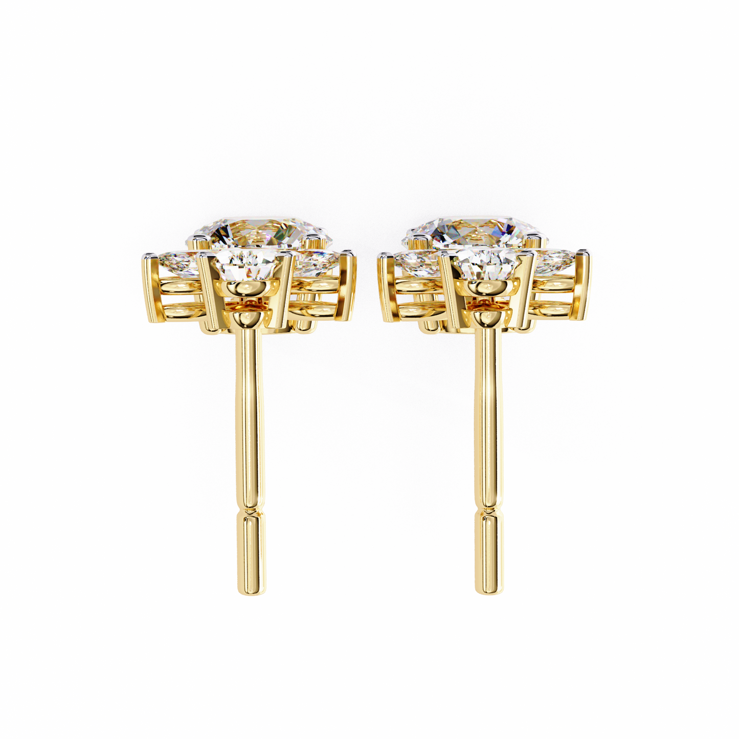 1.16 CTW Mixed-Cut Lab-Grown Diamond Floral Drop Earrings in 14K Gold