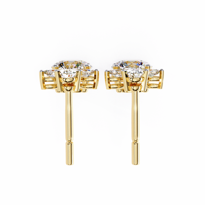 1.16 CTW Mixed-Cut Lab-Grown Diamond Floral Drop Earrings in 14K Gold