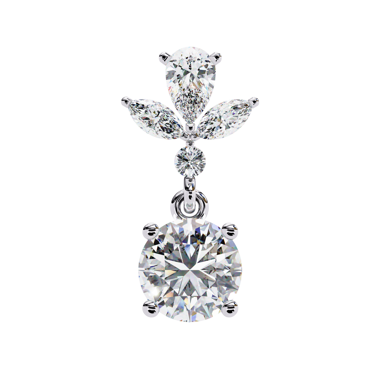1.16 CTW Mixed-Cut Lab-Grown Diamond Floral Drop Earrings in 14K Gold