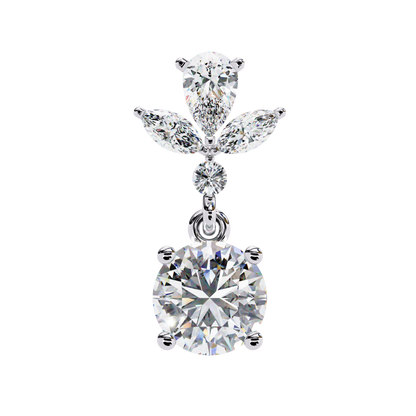 1.16 CTW Mixed-Cut Lab-Grown Diamond Floral Drop Earrings in 14K Gold