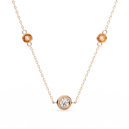 0.10 CTW Three-Station Round Lab-Grown Diamond Bezel Necklace in 14K Gold & Platinum