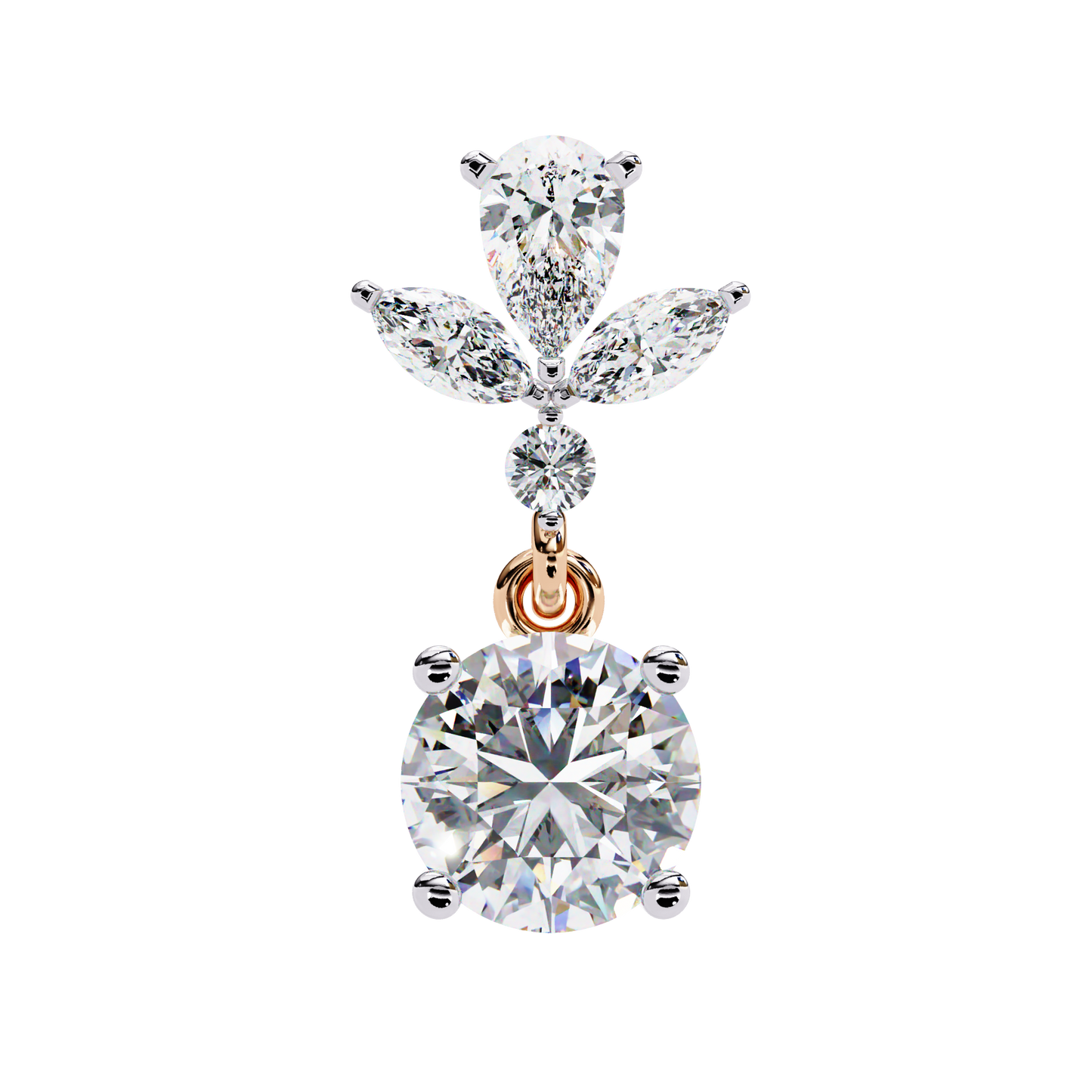 1.16 CTW Mixed-Cut Lab-Grown Diamond Floral Drop Earrings in 14K Gold